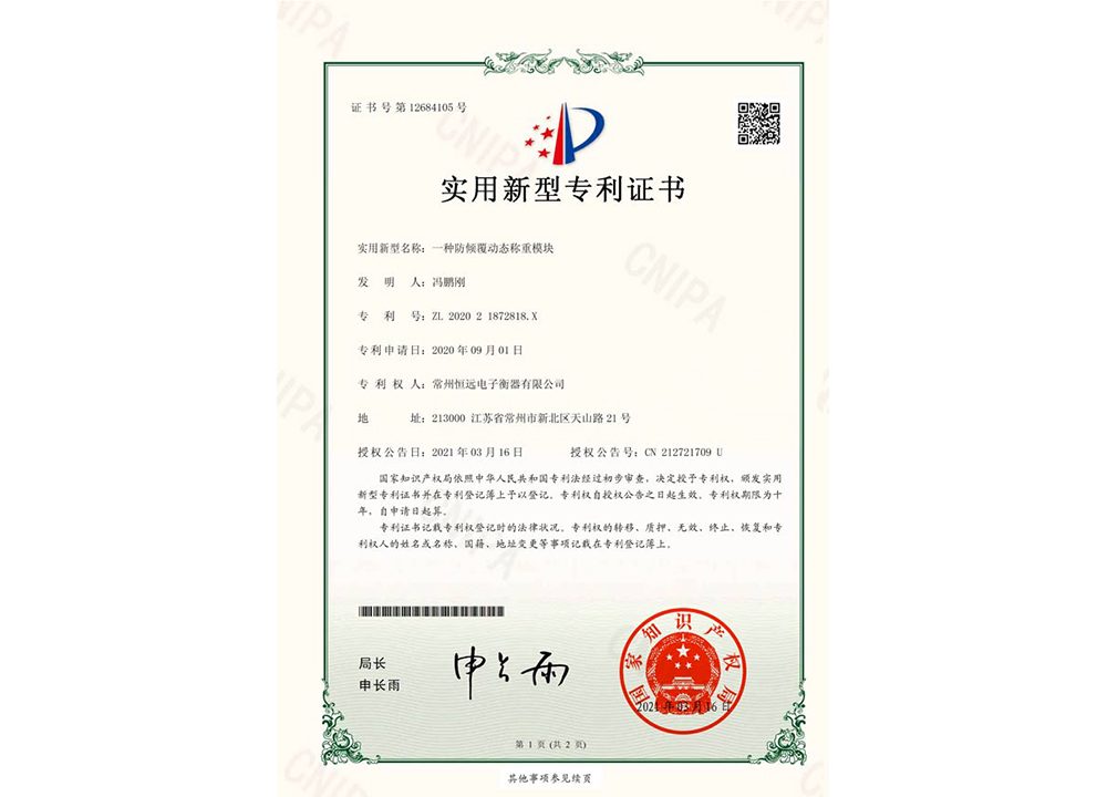 一(yi)種防(fang)傾覆動態稱重糢塊